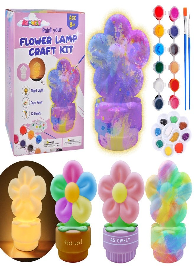 ASIOWELY Paint Your Own Lamp Kits,Arts and Crafts for Girls 8-12,DIY Arts Supplies for Kids Toys Ages 4-6-8,Flower Night Light Painting for Girl 5-10,Birthday Christmas Gifts for 3-12+ Years Old - Image 1
